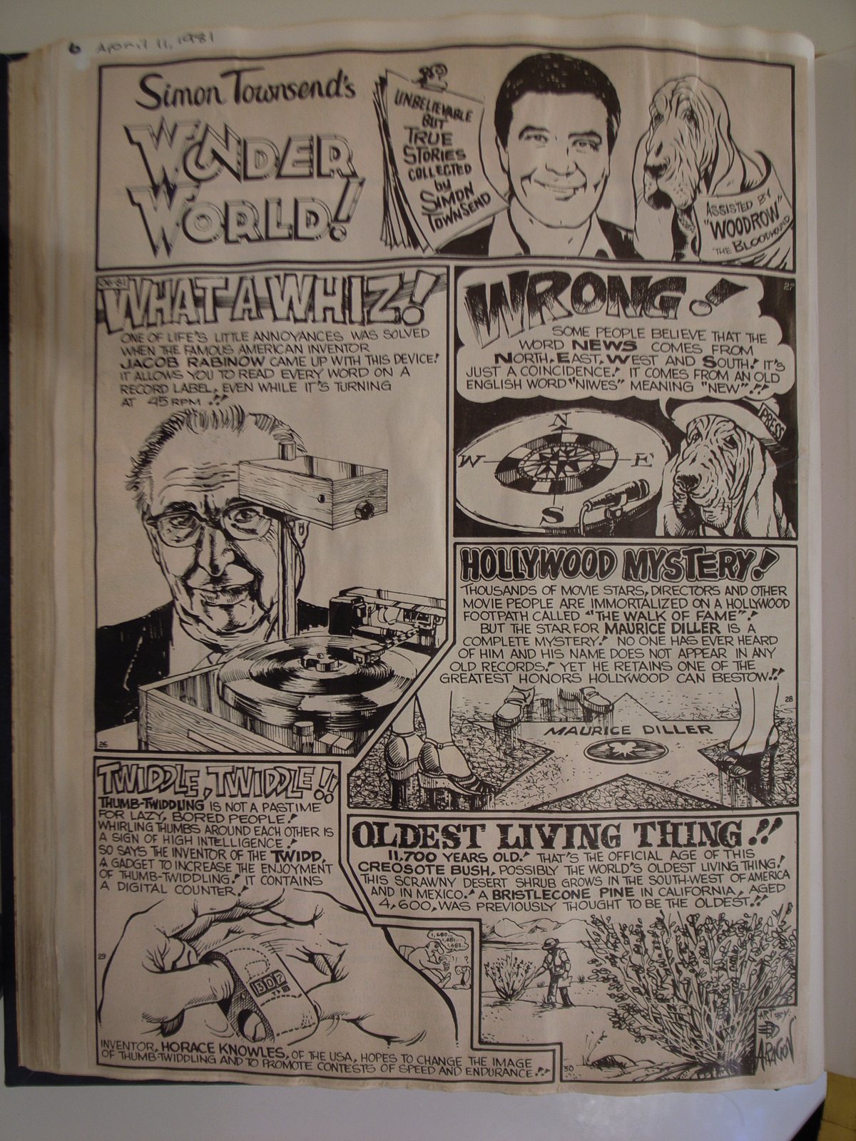 A page of the 1981 Simon Townsend's Wonder World newspaper comic strip, drawn by Aragon