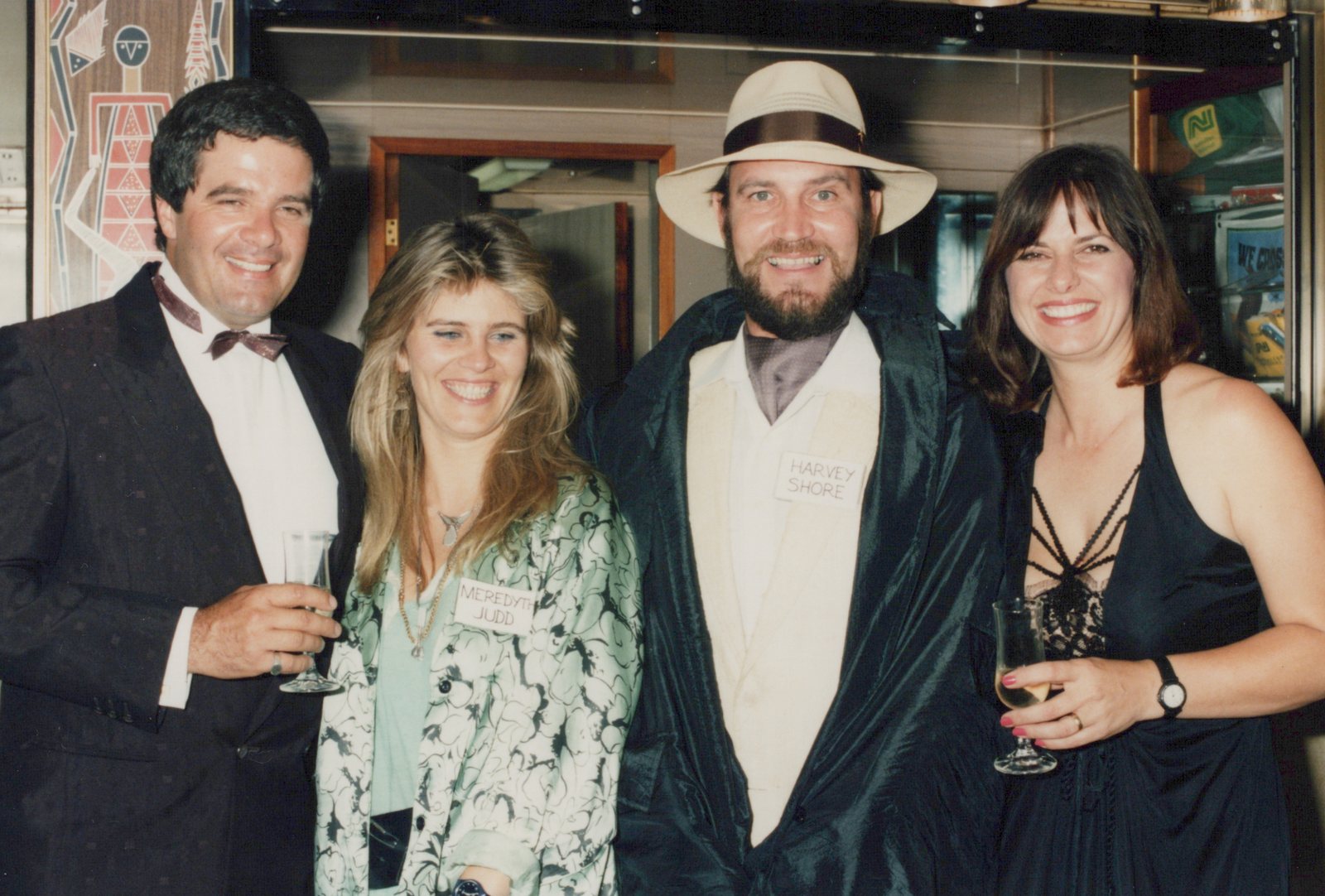 Harvey Shore, in a wide-brimmed hat, with Meredyth Judd and other Wonder World crew at a reunion
